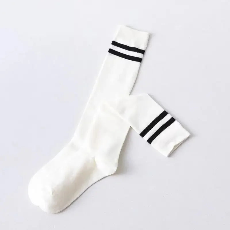 Women's Striped Cotton Calf Socks – JK College Style Pile Socks