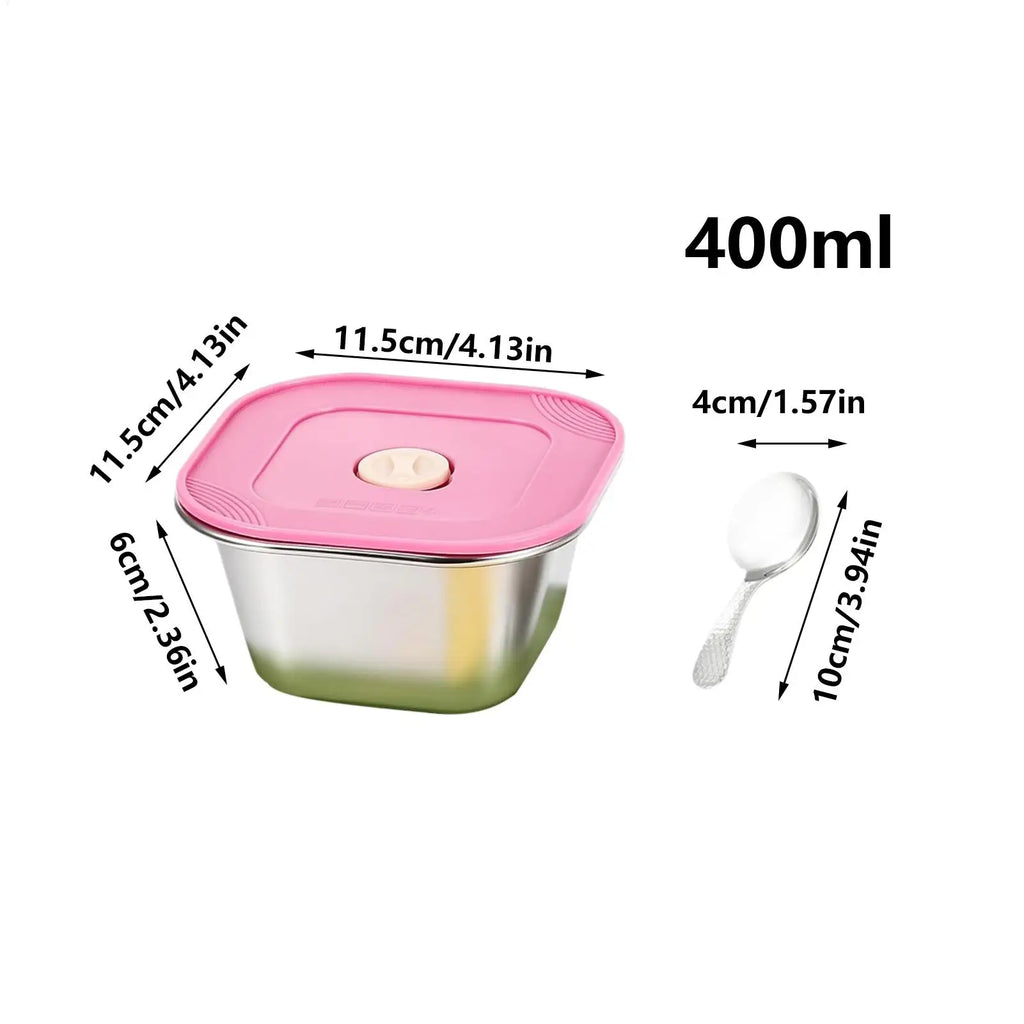 400ml Stainless Steel Ice Cream Containers with Lids – Set of 3
