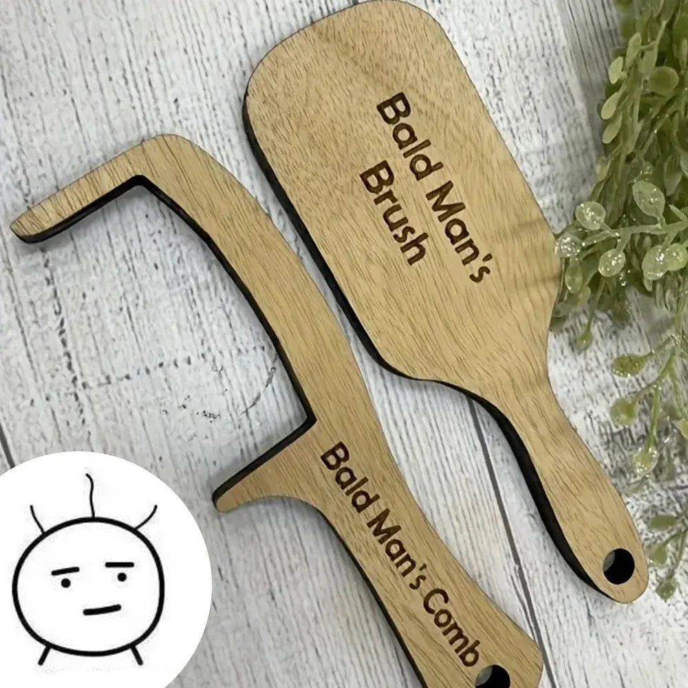 Bald Man Brush – Funny Wooden Novelty Gift for Bald Heads