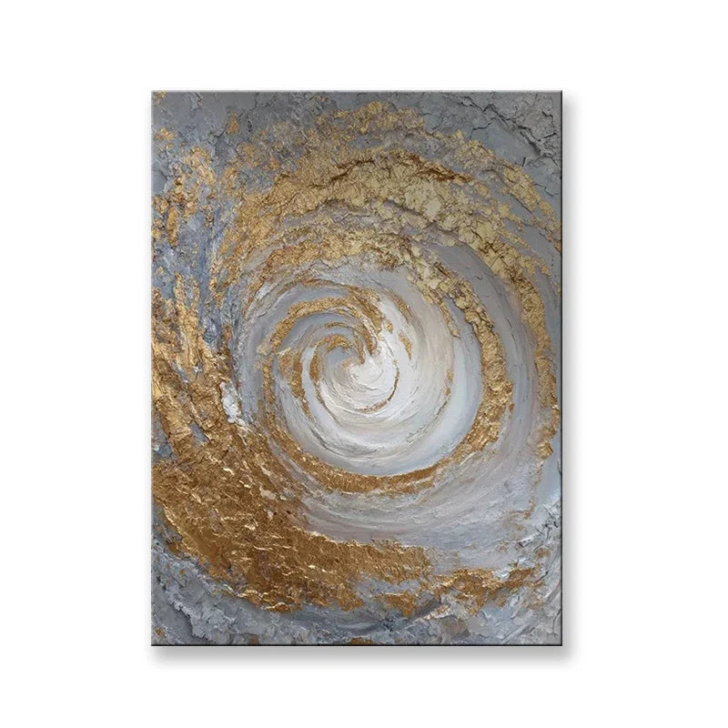 Nordic Abstract Gold Foil Hand-Painted Oil Painting Wall Art