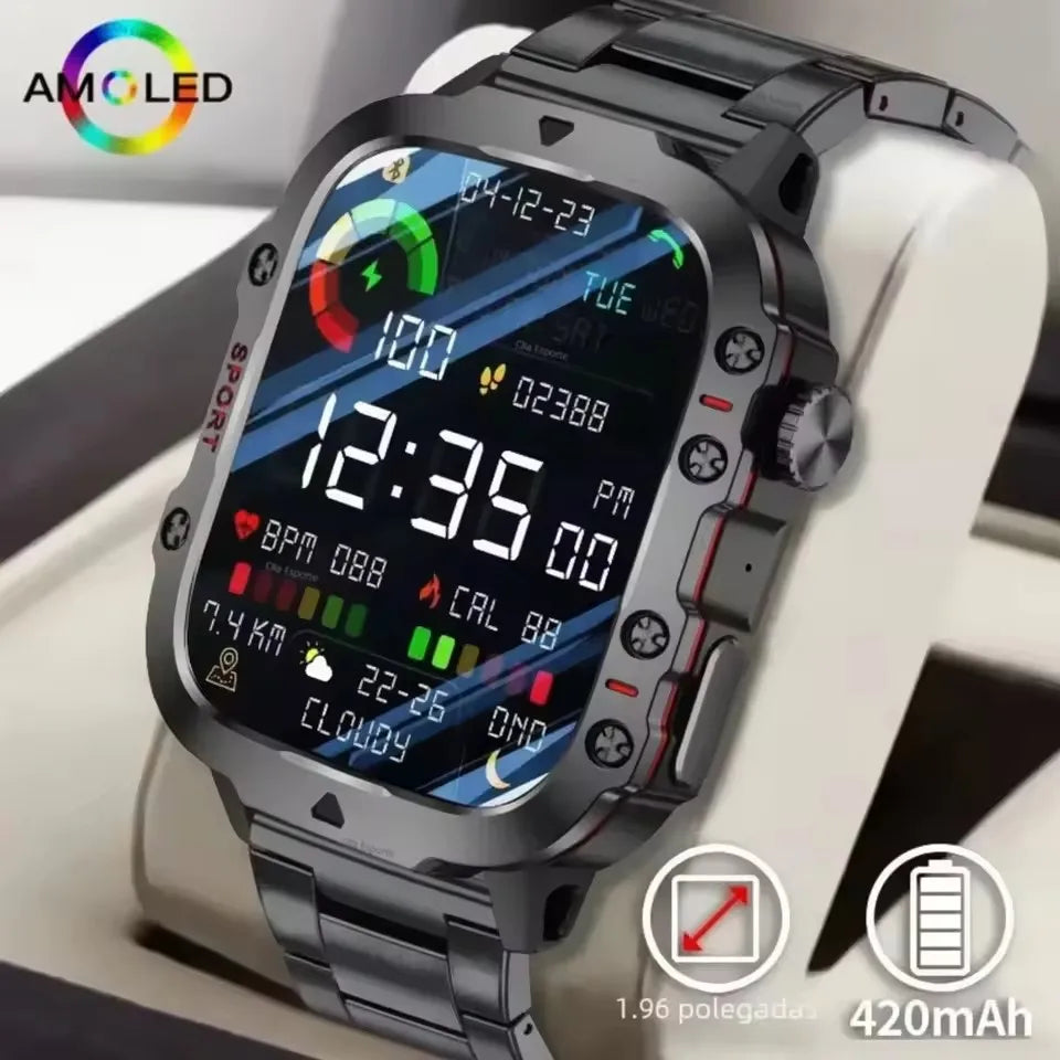 2025 Rugged Military Smart Watch Men's HD Touch Screen Voice