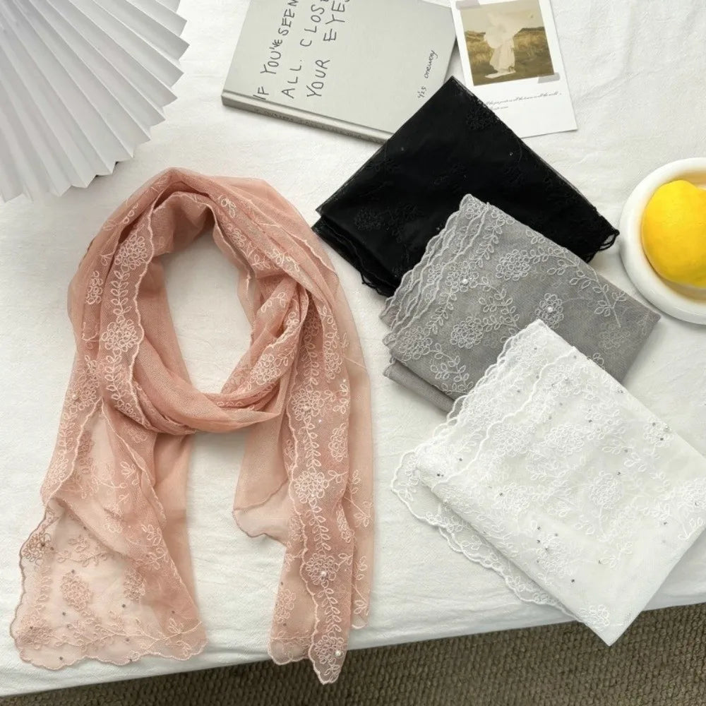 Retro Lace Embroidered Floral Long Scarf & Neckerchief Women