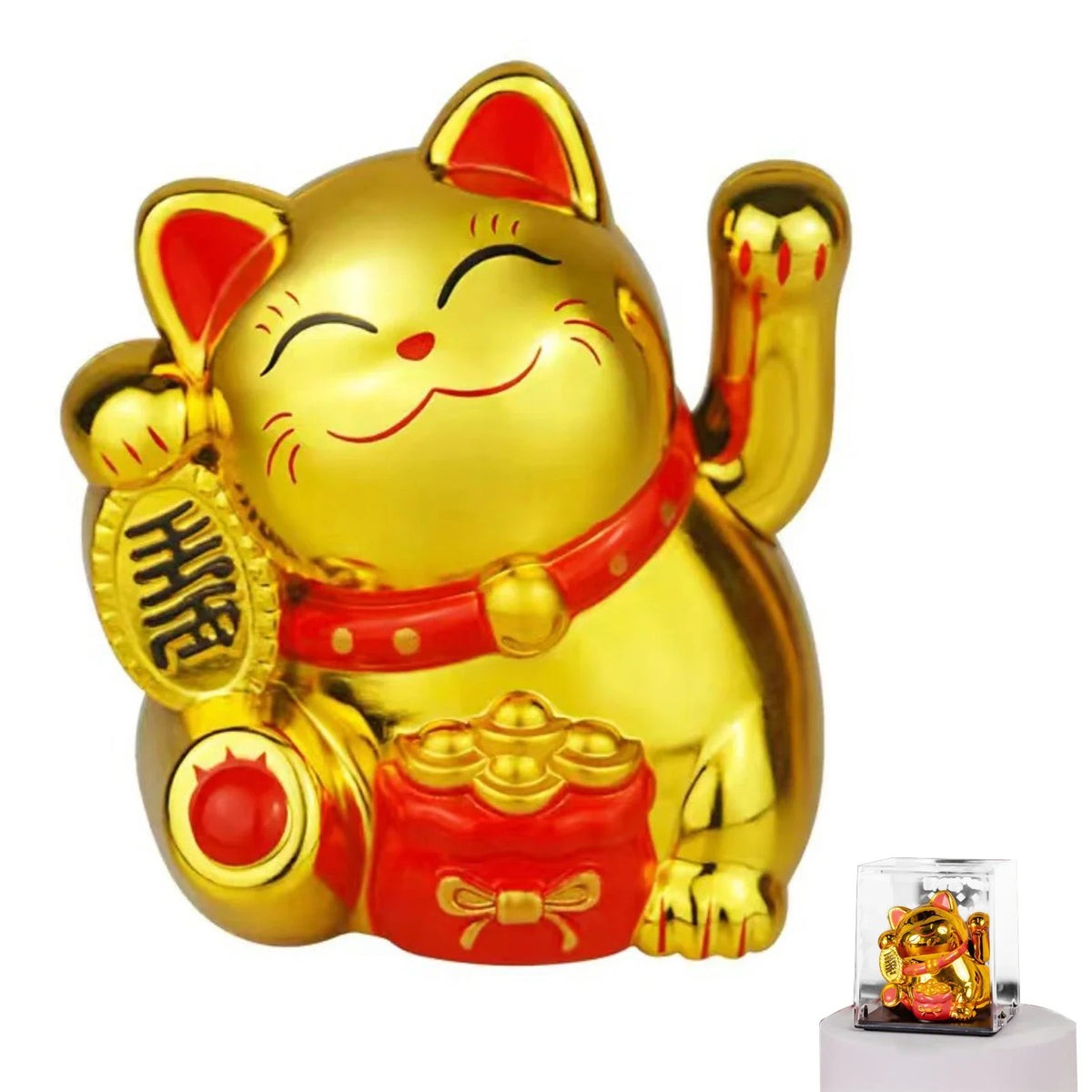 Solar Waving Lucky Cat Ornament – Desktop Home Office Decor