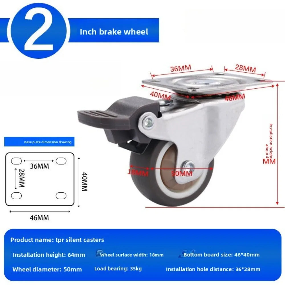 2 Inch Heavy Duty Rubber Furniture Caster Wheels – Set of 4