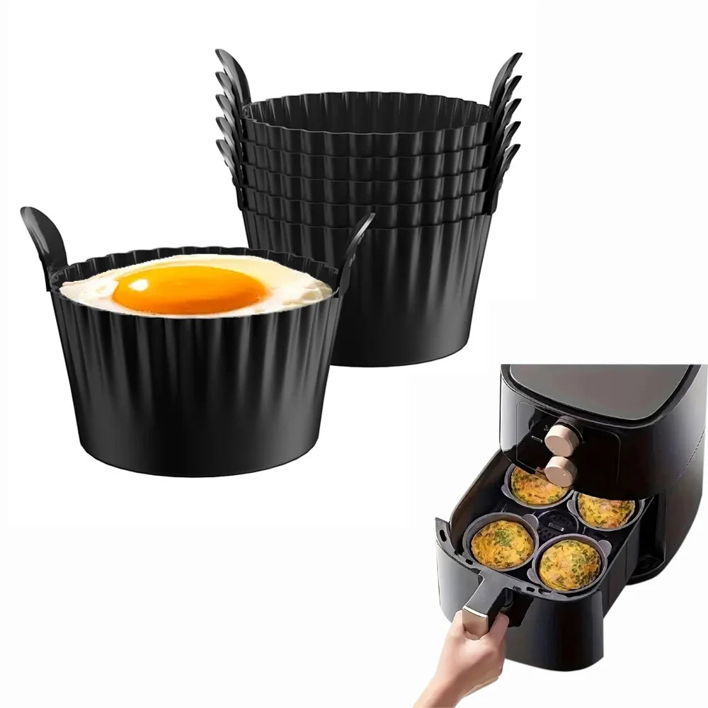 Silicone Air Fryer Egg Poacher Cupcake Baking Cups Ramekins Ovens