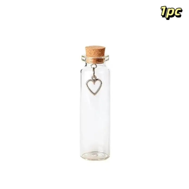 Pet Fur Keepsake Glass Bottle with Cork Stopper & Heart Charm