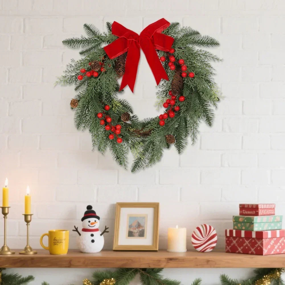 Christmas Berry Wreath with Large Red Bow | Front Door Decor
