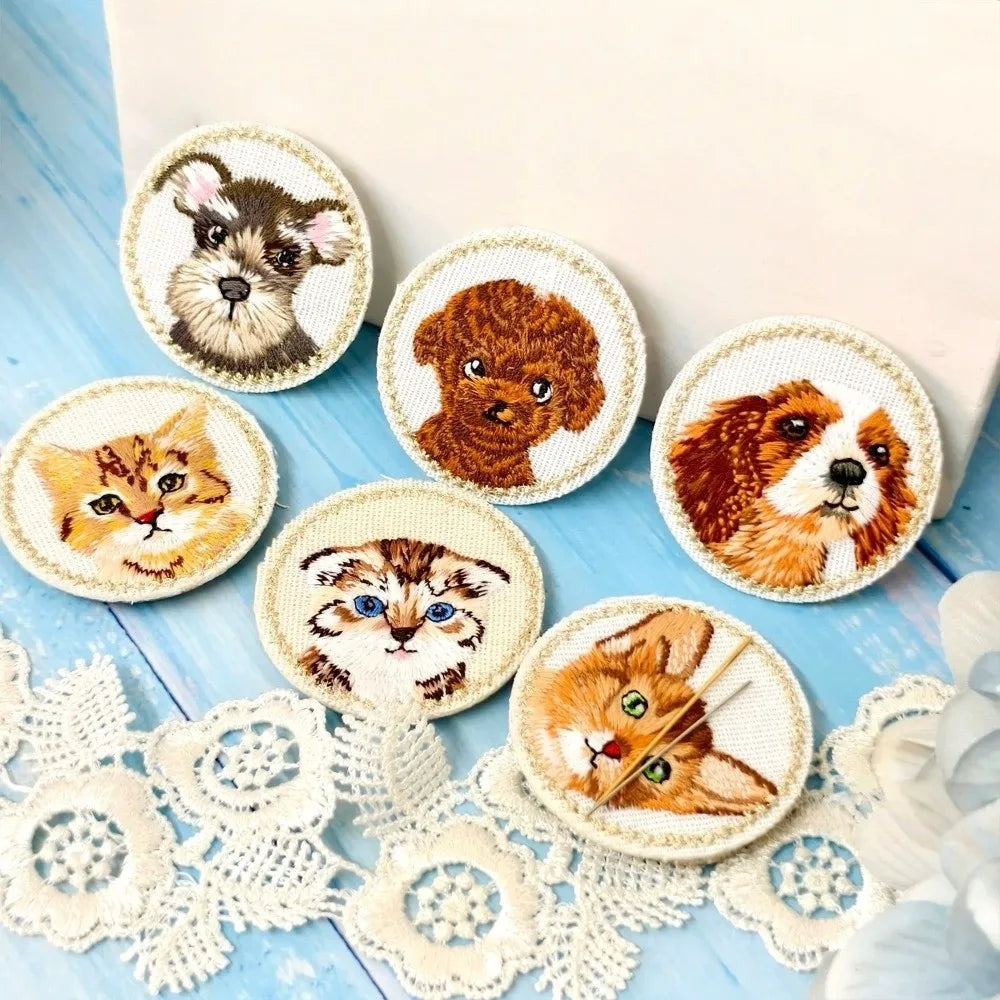 5pcs Cat Iron-On Embroidered Patches | DIY Clothes Appliqués