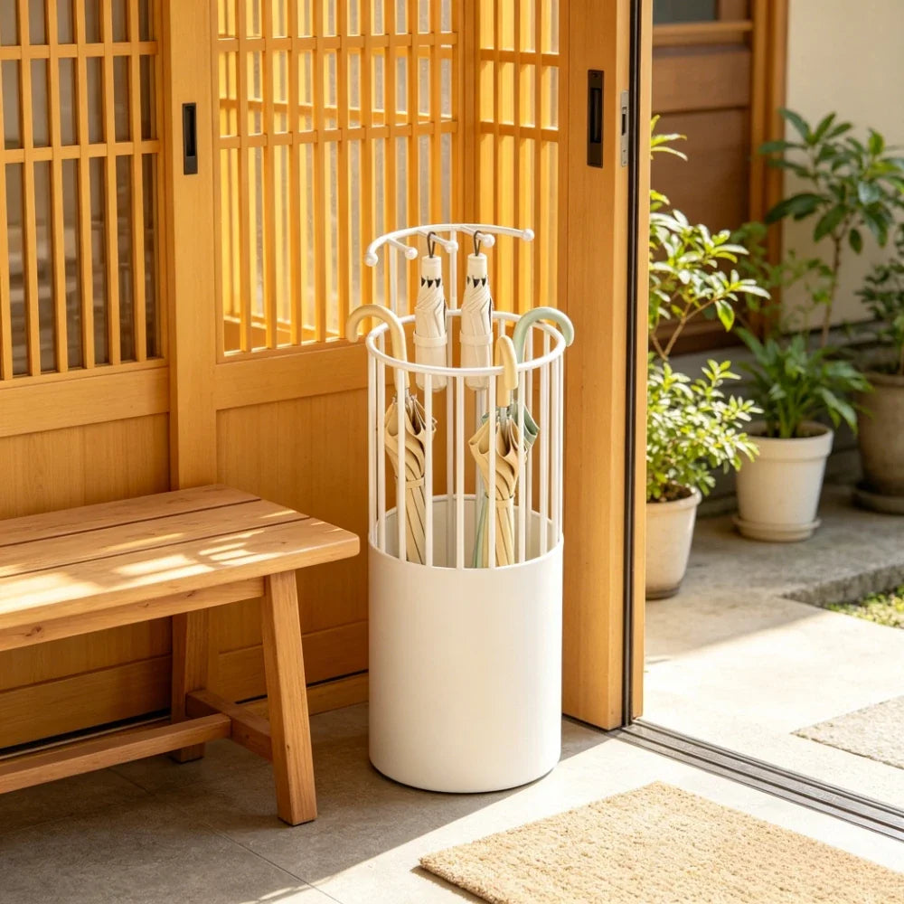 Iron Umbrella Stand – Large Capacity Arc Rack for Entryway