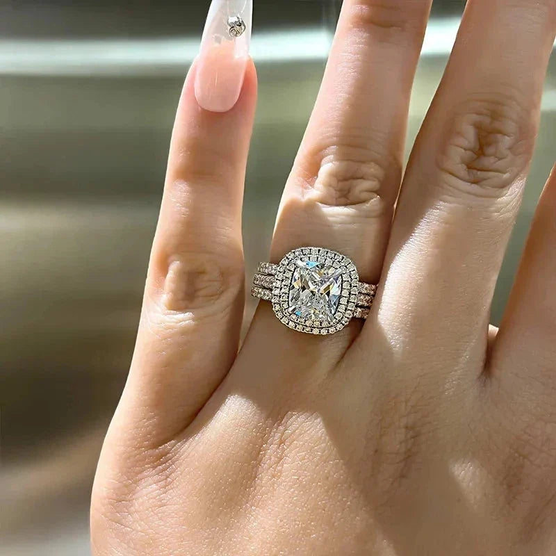Huitan Bridal Ring Set – Sparkling CZ Women's Wedding Rings