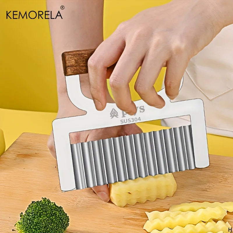 KEMORELA Stainless Steel Wavy Potato Slicer & Flower Cutter