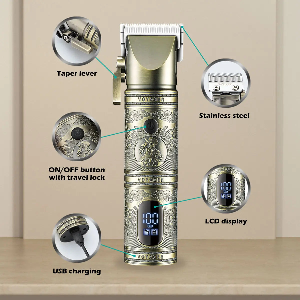 VGR V-697 Electric Hair Clipper & Trimmer Set for Men