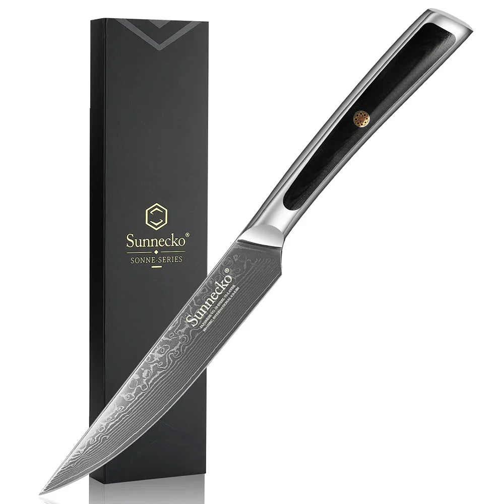 Sunnecko 5" VG10 Damascus Steel Steak Knife – HRC60+