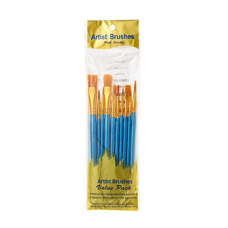 10-Piece Artist Paint Brush Set – Oil, Acrylic & Watercolor