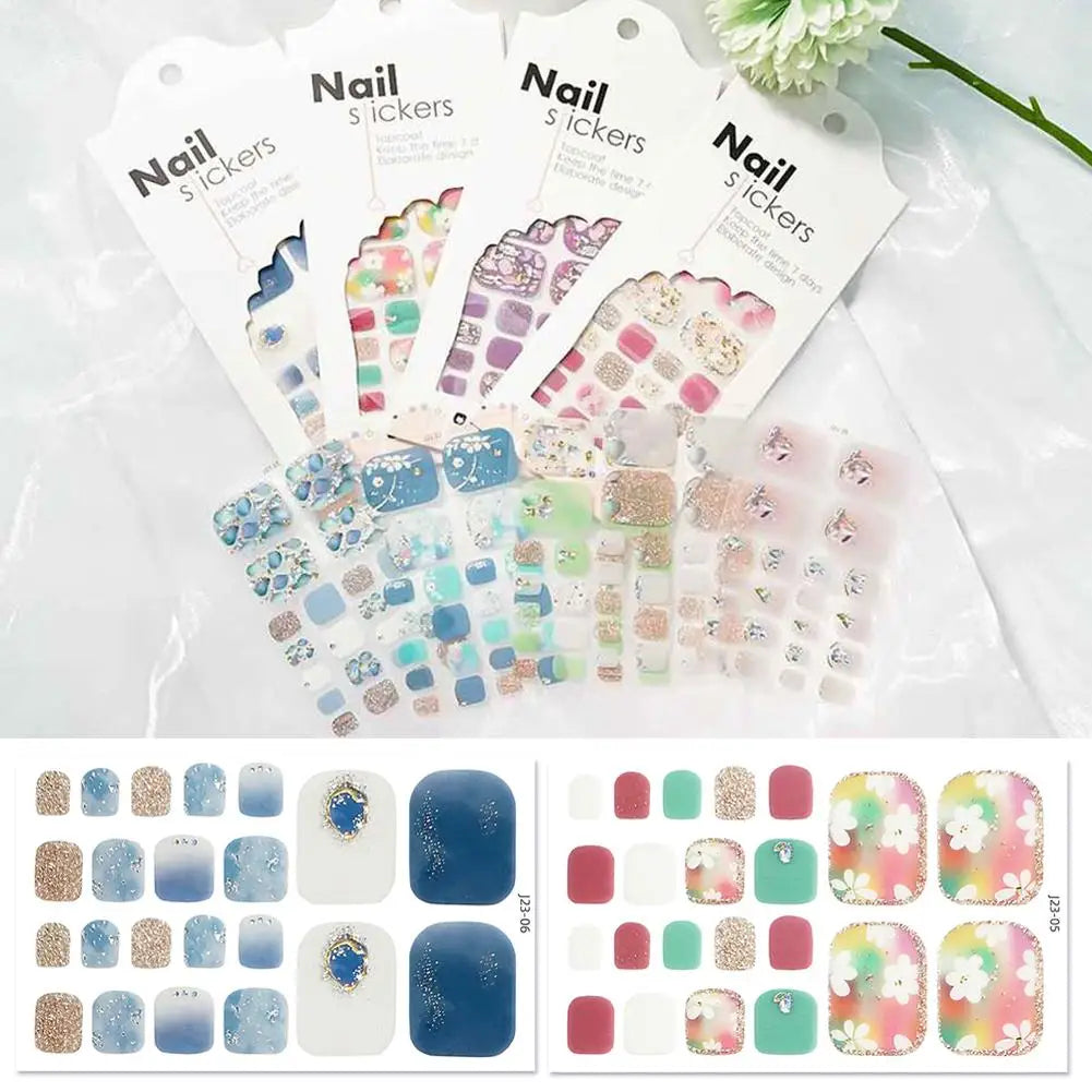22-Pc Glitter Toe Nail Stickers – French Toenail Wraps DIY