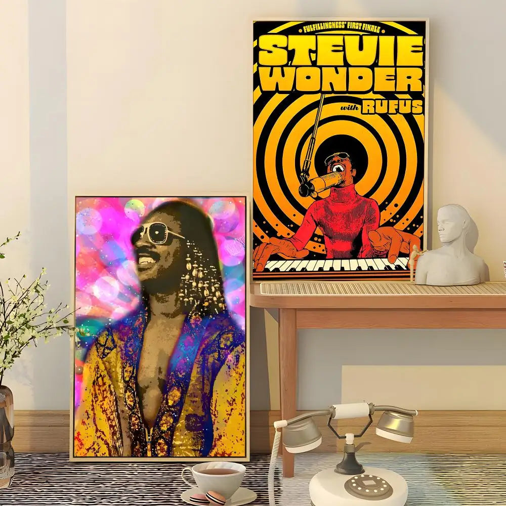 Stevie Wonder HD Waterproof Wall Poster PVC Sticker | Music Décor