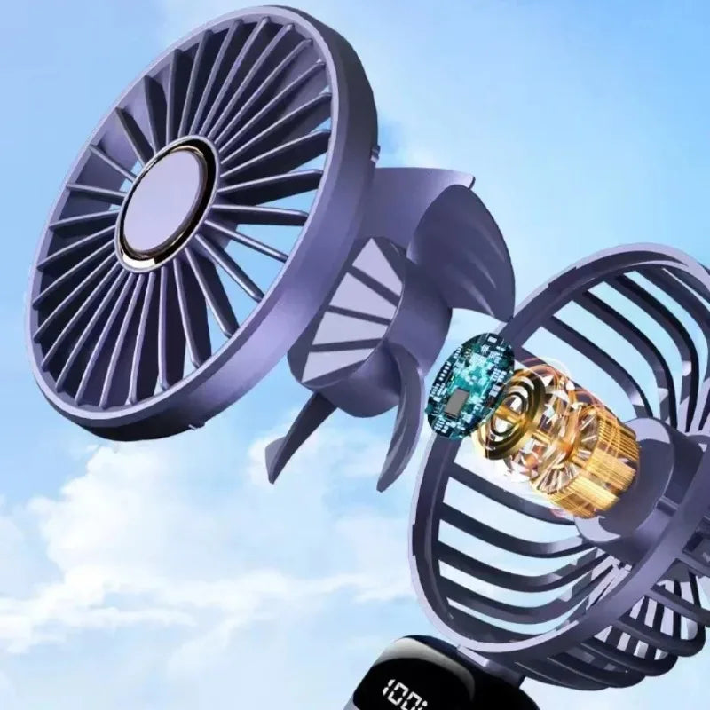 Portable Rechargeable Fan – LED Display, 5 Speeds, 90° Tilt