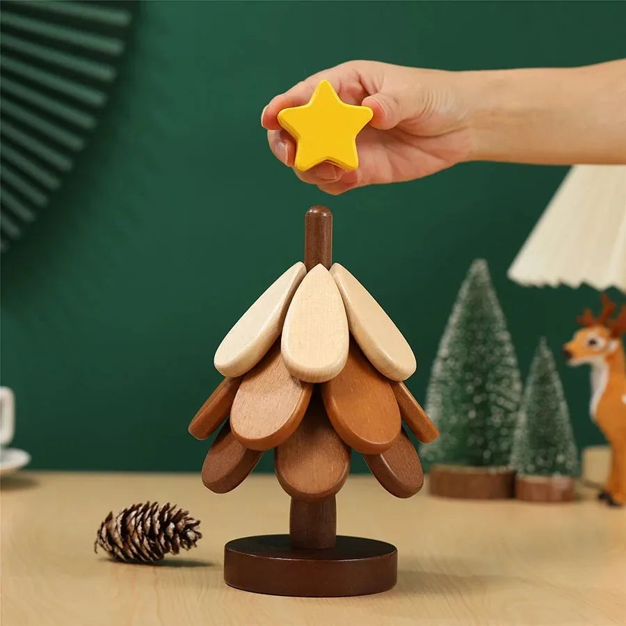Christmas Tree Wooden Trivet Mat – Heat-Resistant Pot Holder