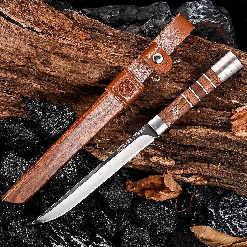 Meat Cutting Knife Set – 5Cr Steel Blade & Wooden Sheath