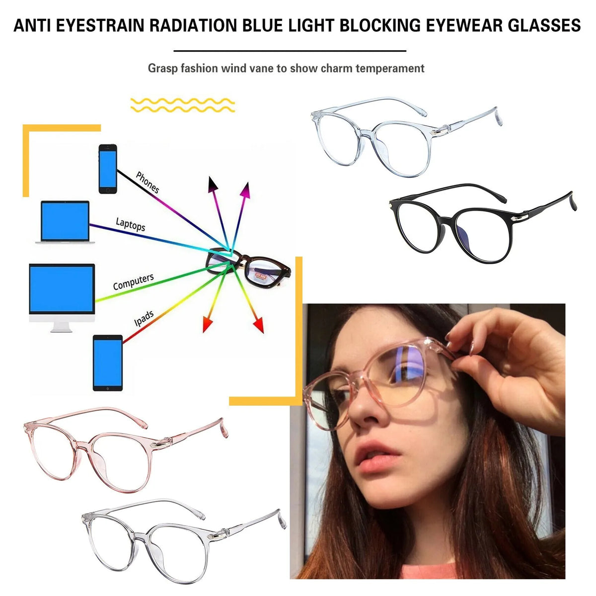 Blue Light Blocking Gaming Glasses – Unisex Square Frame