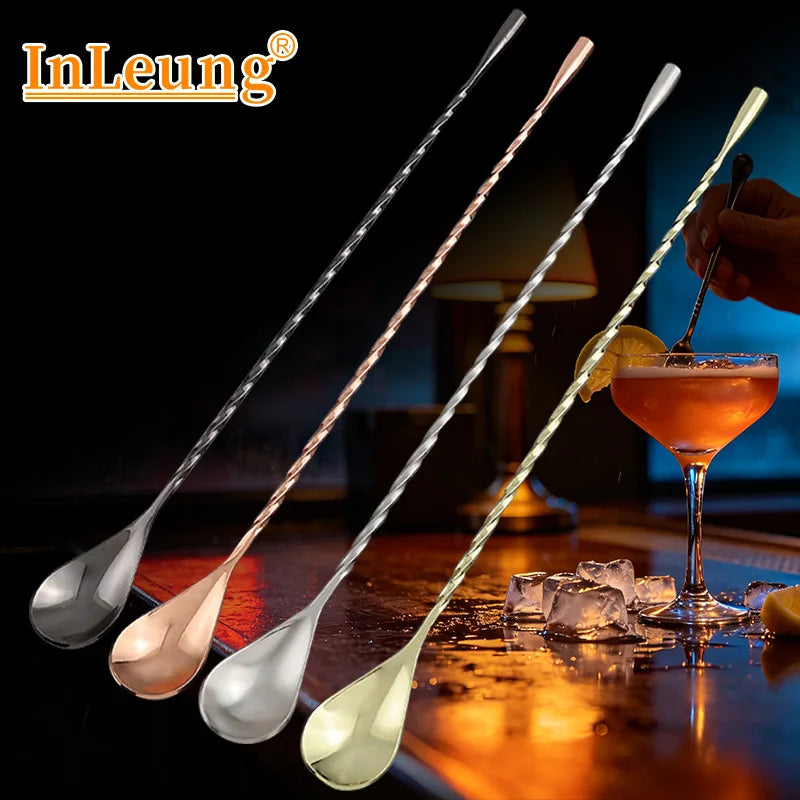 Stainless Steel Cocktail Stirring Spoon – Spiral Teardrop Bar Tool