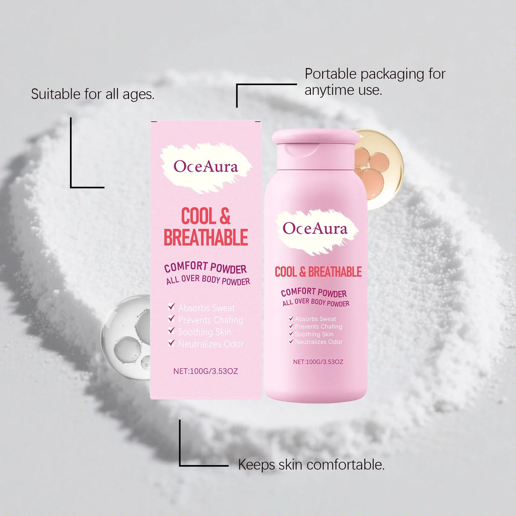 OceAura 100g Body Powder | Anti-Chafe, Sweat Absorb & Smooth Skin