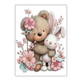 Teddy Bear Cherry Blossom Canvas Wall Art | Kids Nursery Decor