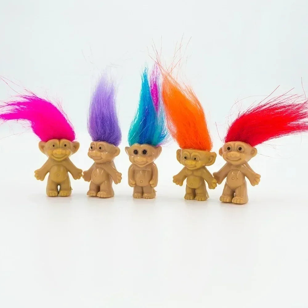 5 Mini Troll Dolls Anime Action Figure Colorful Hair Family Members