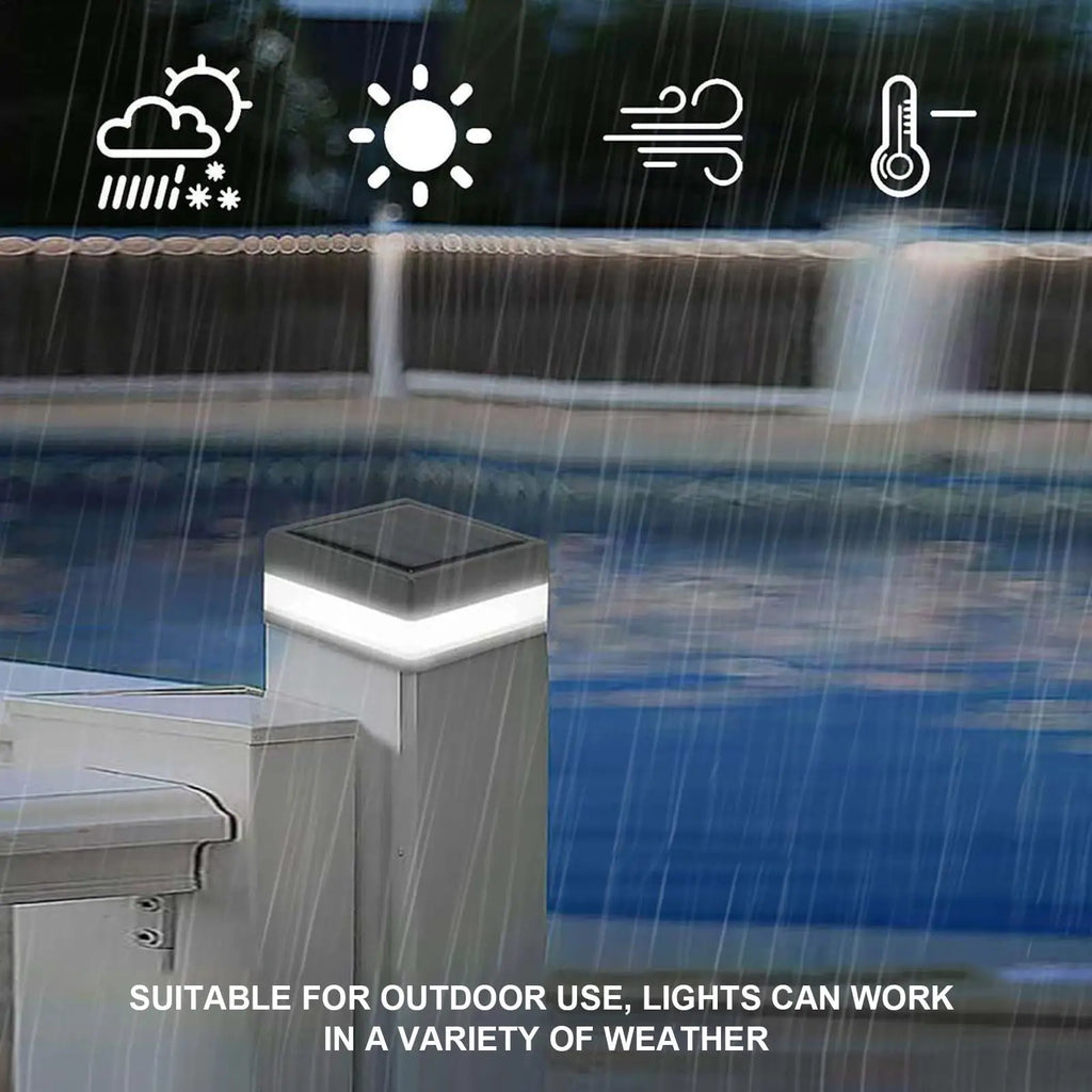 Solar Post Fence Lights Outdoor – 2-Color Waterproof Garden Lamp