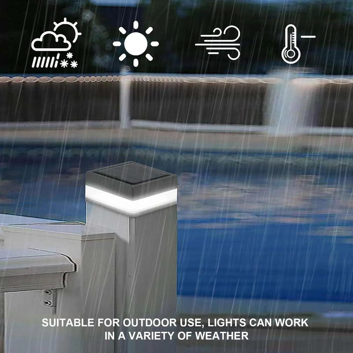 Solar Post Fence Lights Outdoor – 2-Color Waterproof Garden Lamp