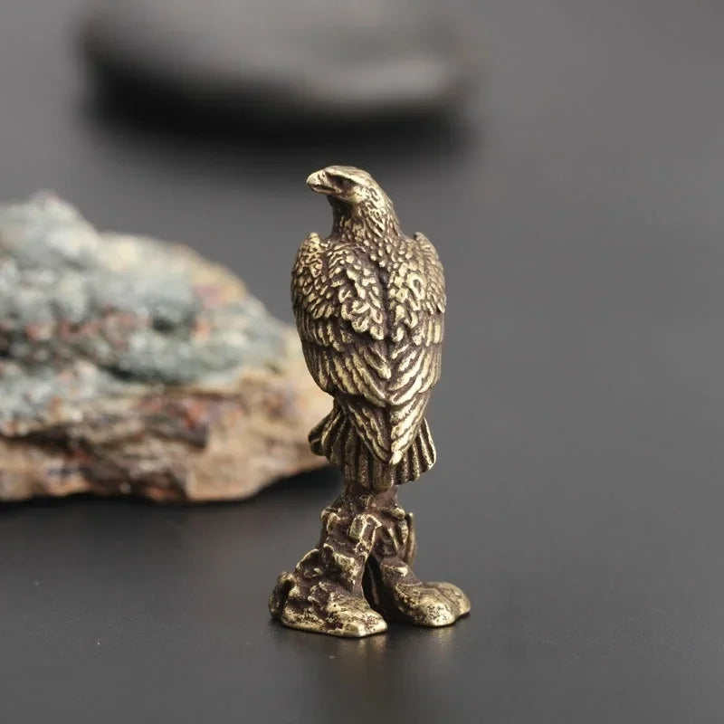 Vintage Brass Eagle Miniature Statue – Handmade Bird Figurine