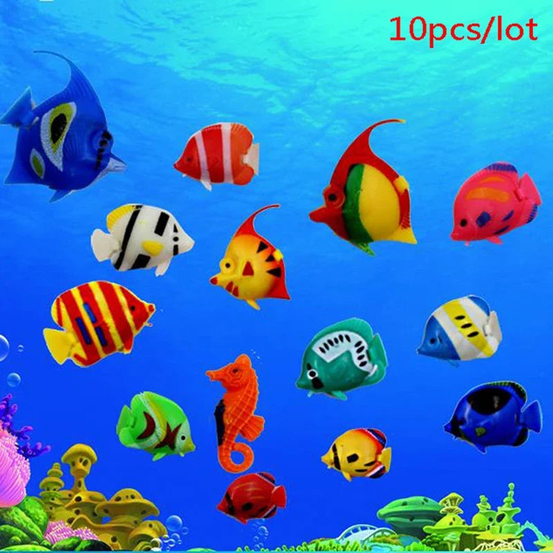 10 Pcs Artificial Floating Fish Aquarium Tank Decor Ornaments