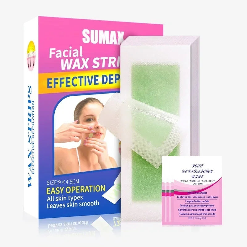 Non-Woven Wax Strips Hair Removal – 72 Strips + 4 Cleaning Sheets