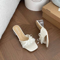 Crystal Heel Women's Mule Slippers – Butterfly-Knot Square Toe