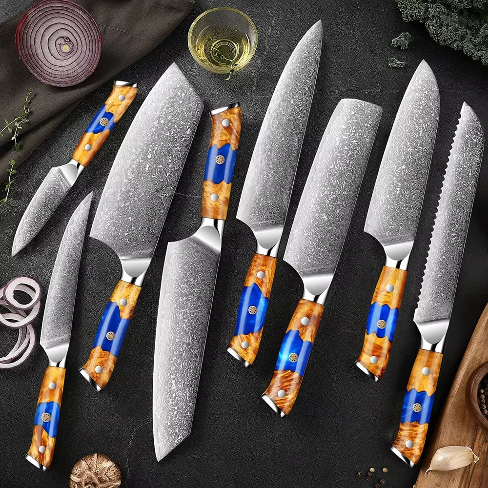 XITUO Damascus Steel Knife Set | Japanese VG10 1–8 PCS