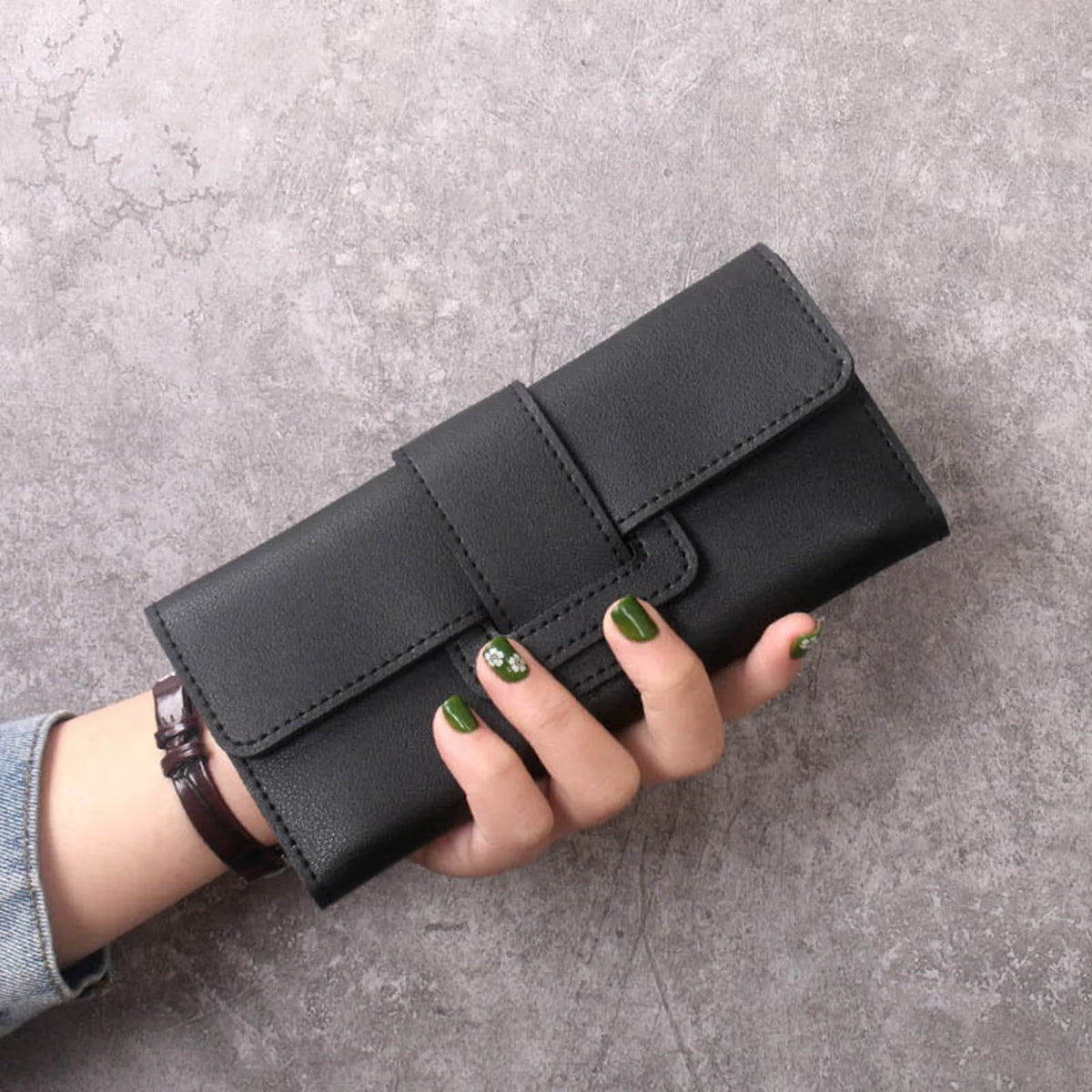 Ultra Slim Trifold Wallet for Women – Water-Resistant PU Leather