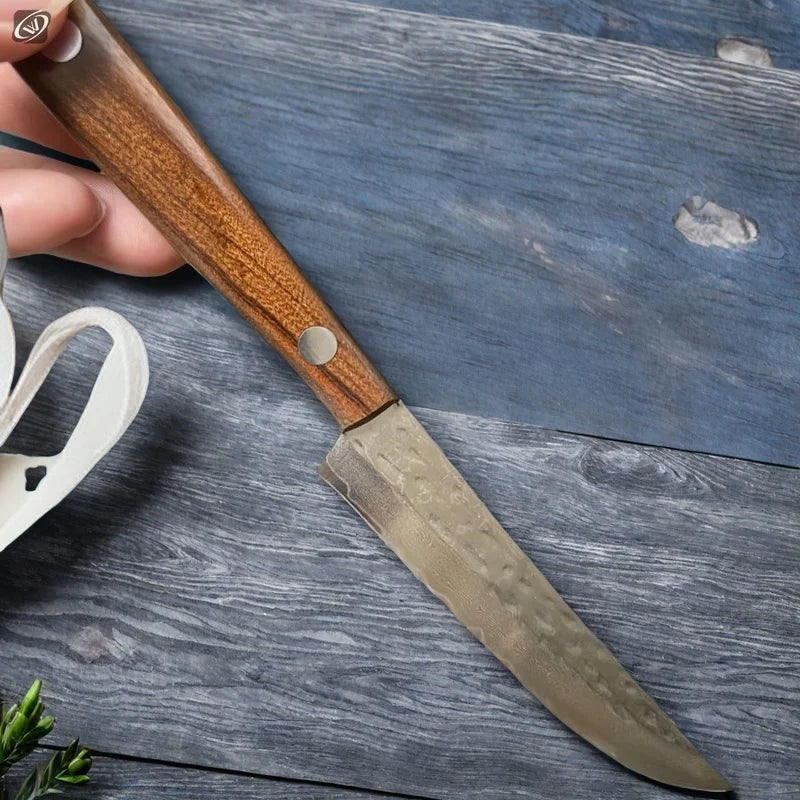 67-Ply Damascus Steel Paring Knife – Wood Handle | 22cm