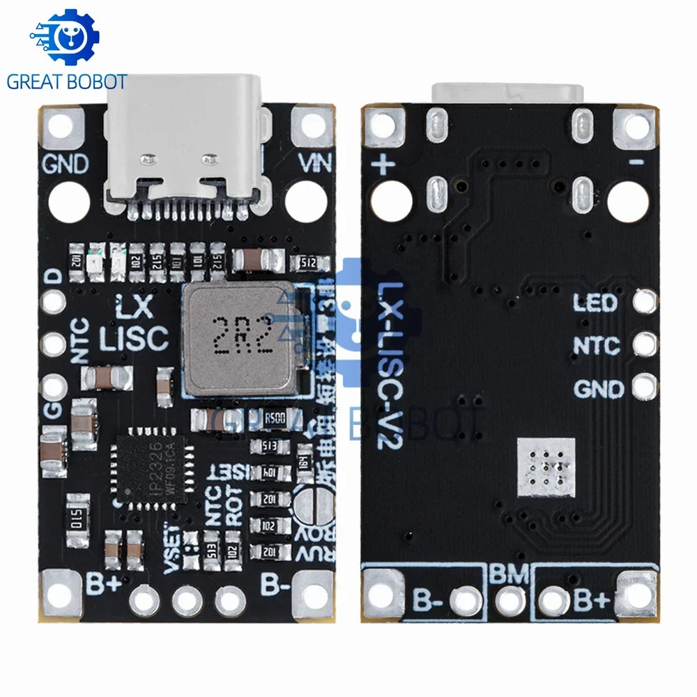 Type-C USB 2-3S BMS Lithium Battery Charging Module 15W Fast Charge