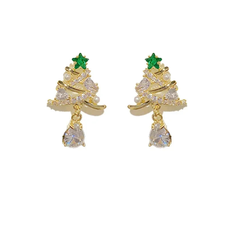 Huitan Christmas Tree Dangle Earrings – Gold Drop Earrings