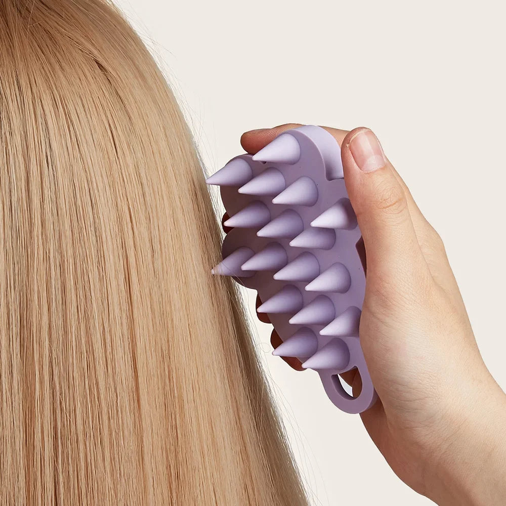 Silicone Cat Paw Scalp Massager Set – Pink & Purple Shampoo Brush