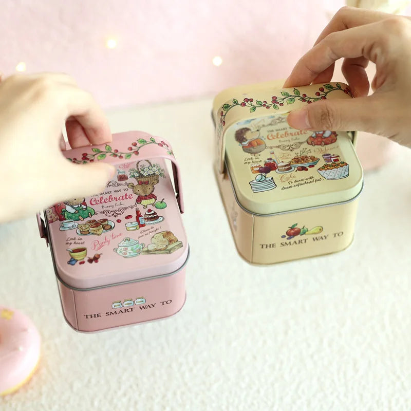 Tinplate Candy Box Kids Gifts Small Tin Cookie Portable Rabbit