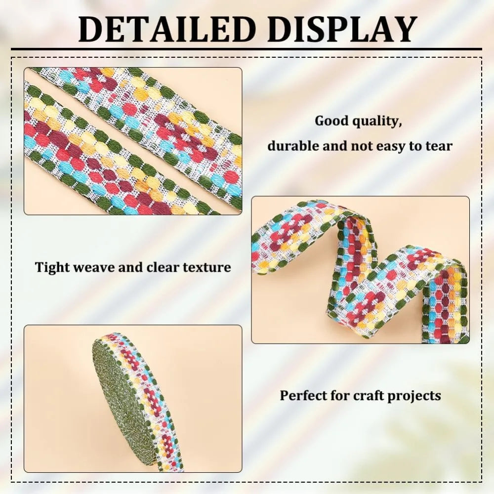 Jacquard Square Woven Ribbon 25mm – 10m Polycotton Craft Trim