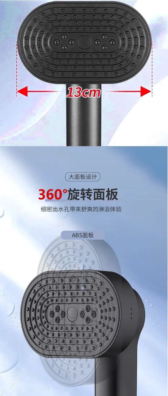 130mm High Pressure 4-Mode Handheld Shower Head | 360° Rotation