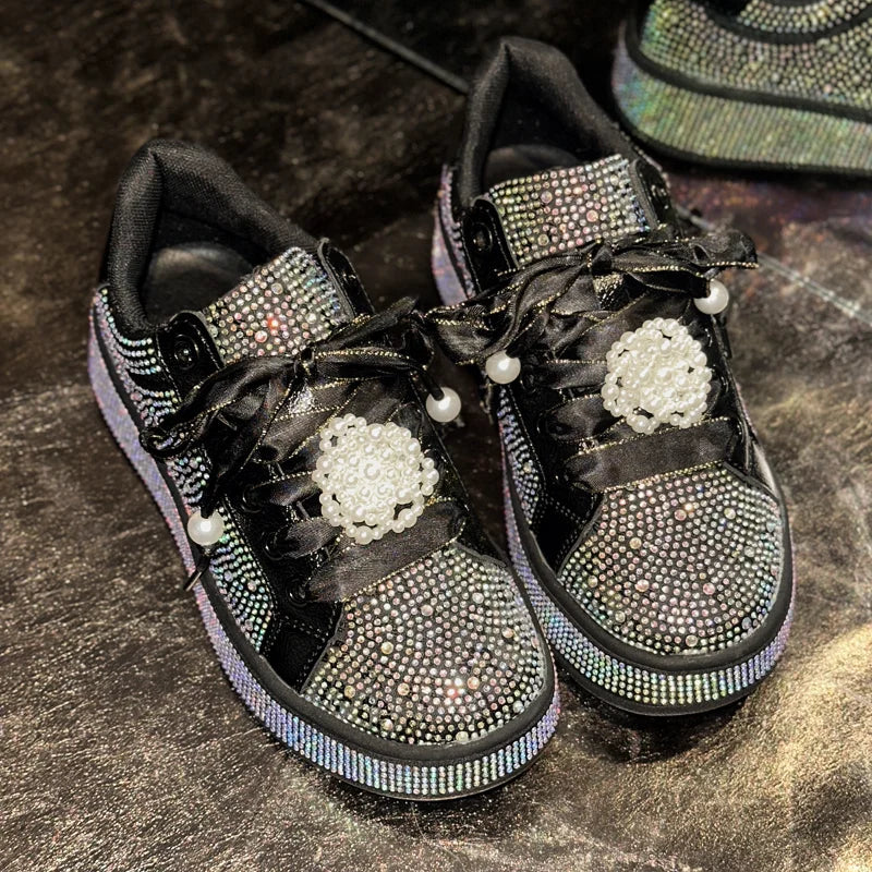 UXST Women's Rhinestone Platform Sneakers | Luxury Casual Shoes
