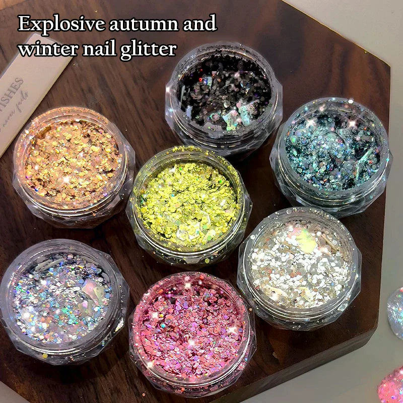 Holographic Chunky Glitter Flakes Iridescent Nail Art Sequins