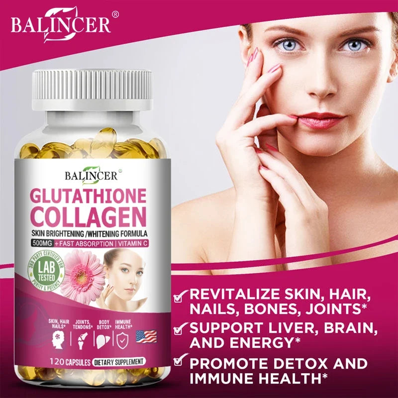 Glutathione 500mg Supplement – Collagen & Antioxidant Support