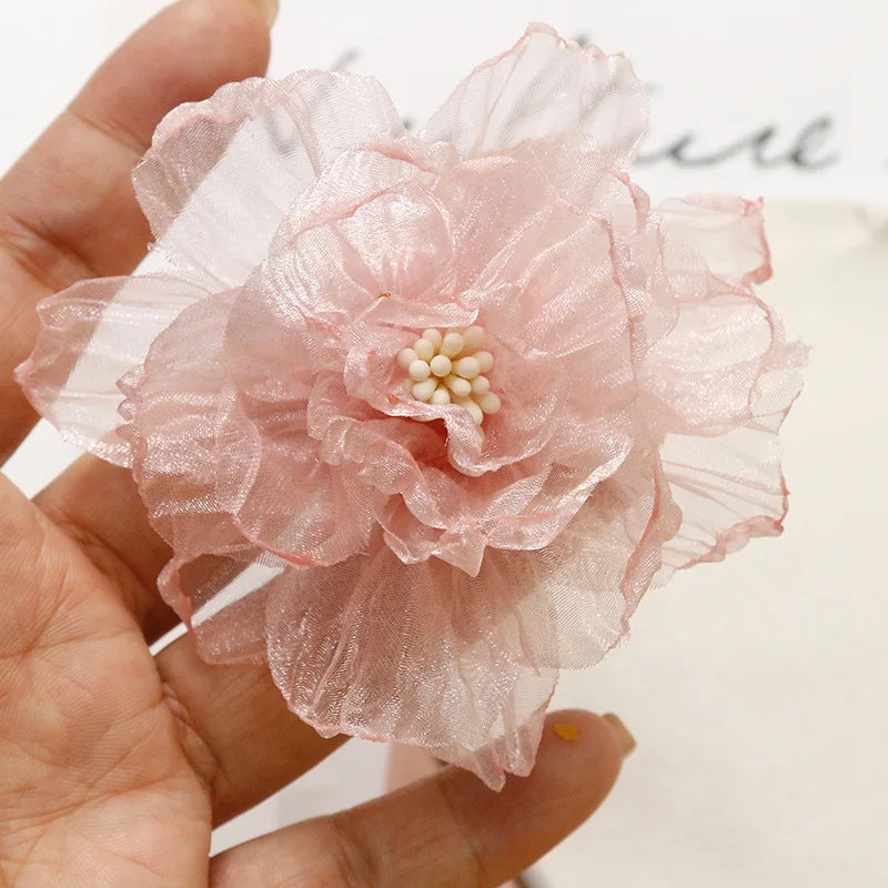 75mm Organza Fabric Flower for DIY Hair Clips & Headbands