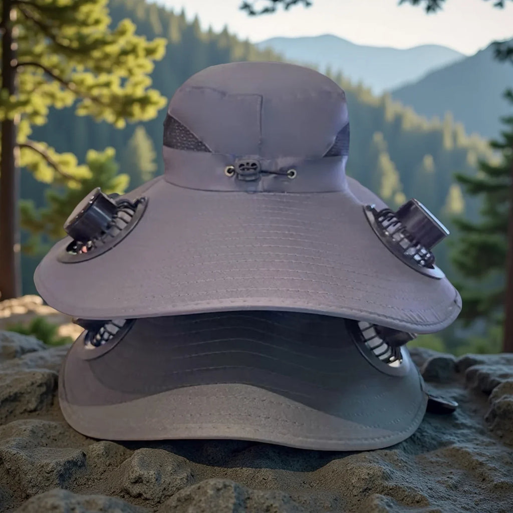 Men's Solar Fan Bucket Hat – USB Rechargeable Quick Dry