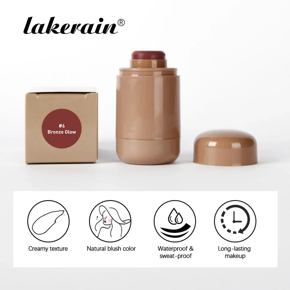 Lakerain 3in1 Cheek Lip Tinted Moistured Blush Stick Waterproof Easy
