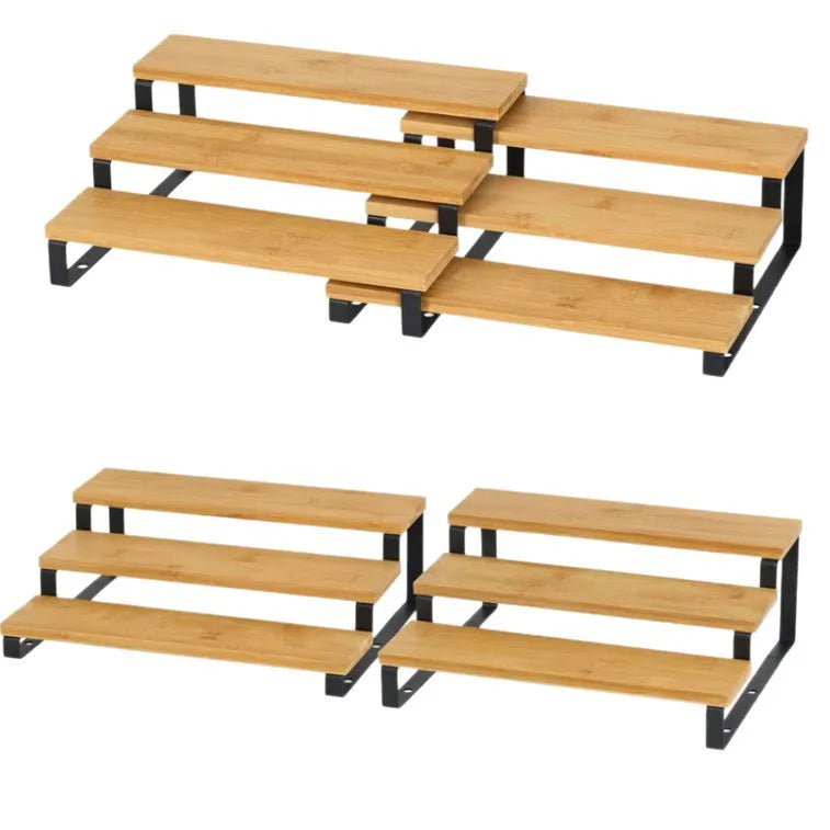 3-Tier Expandable Bamboo Spice Rack & Kitchen Shelf Organizer